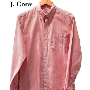 J. Crew red & white striped light weight button down shirt M